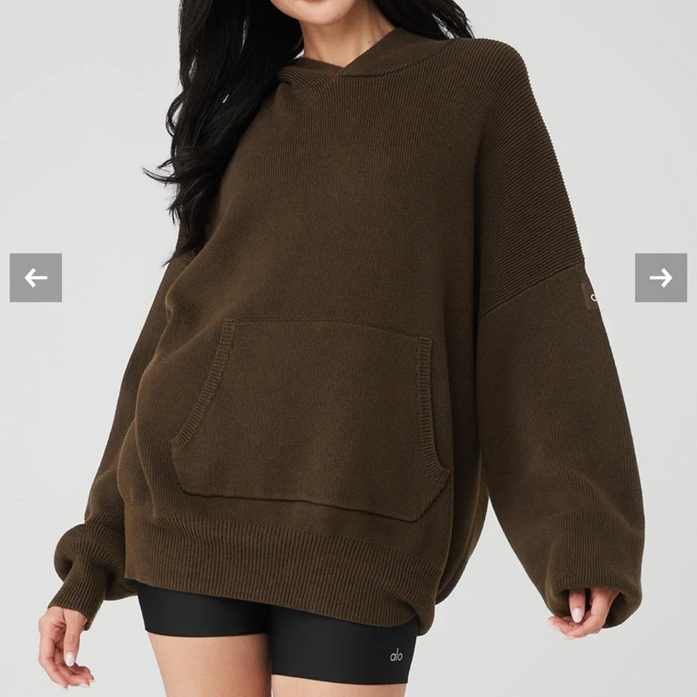 ALO Scholar hooded sweater in ESPRESSO SIZE XXL